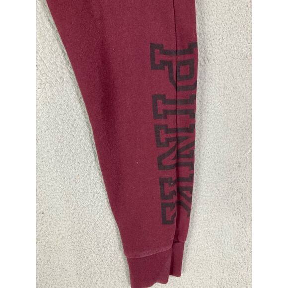Victoria's Secret Pink Burgundy Skinny‎ Jogger Sweatpants S Elastic Drawstring - Picture 5 of 8